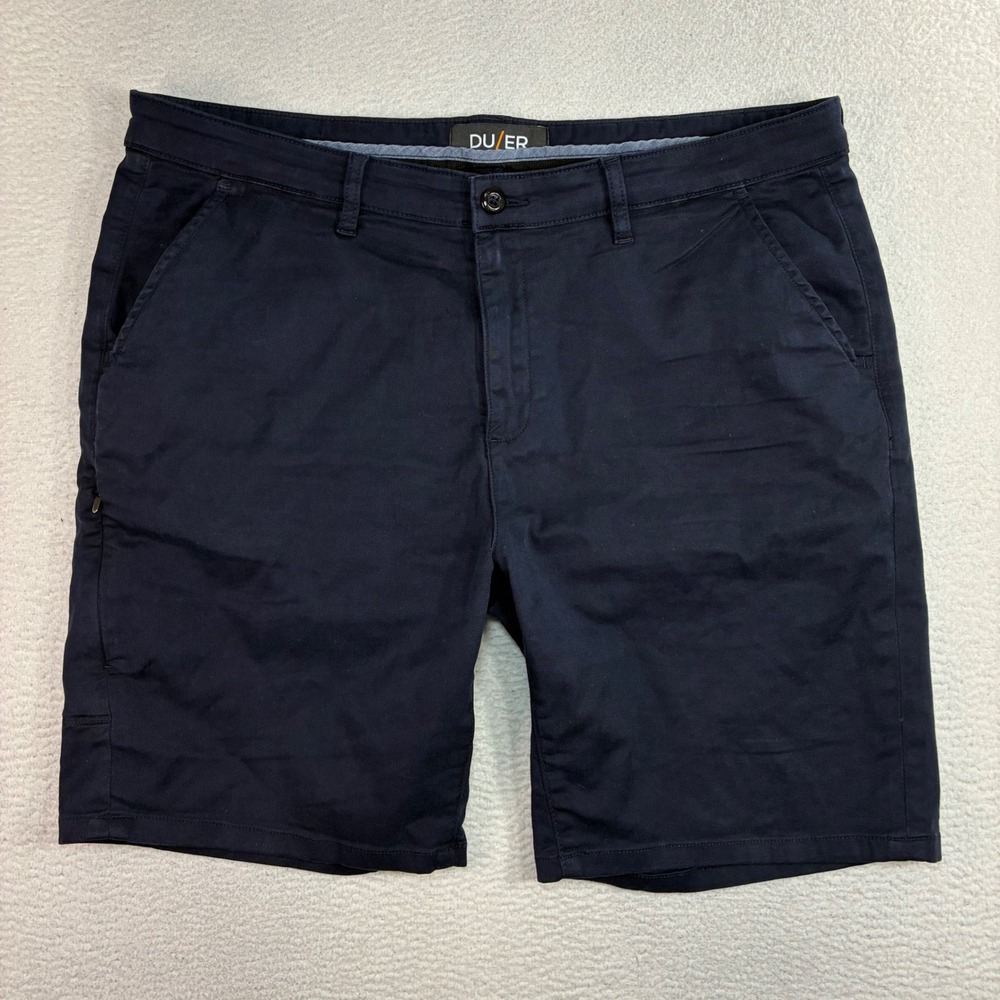 DUER Performance Shorts Men 36x9 Blue Chino Stretch Live Free Journey Pimlico